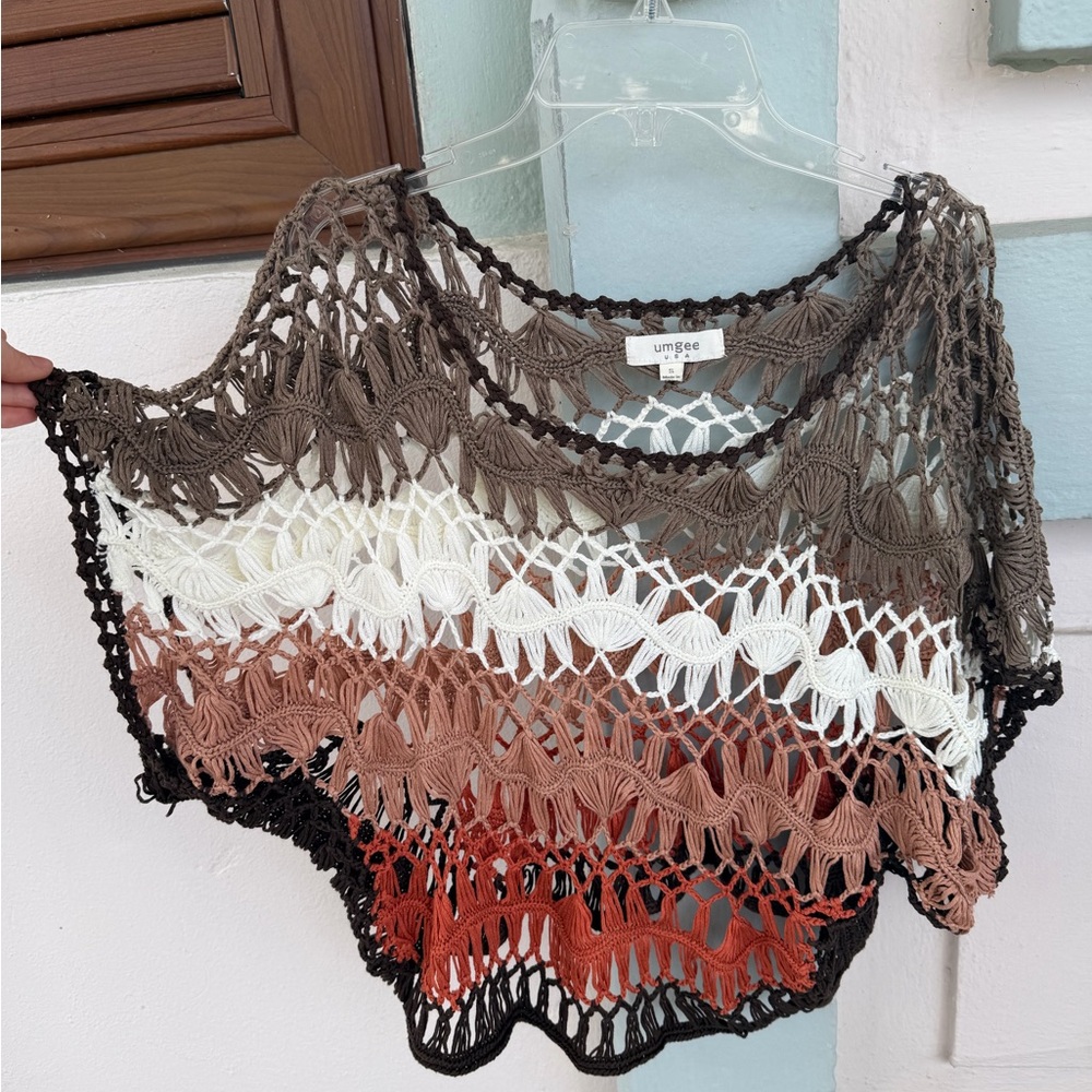Umgee Women's Multicolor Crochet Top Poncho